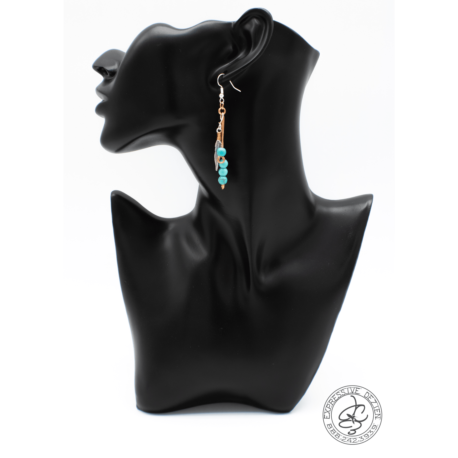 Long Feather 4 Bead Skinny Dangle Earrings Native inspired and Created - Expressive DeZien 