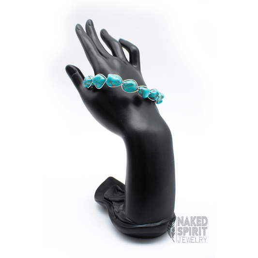 Braided Turquoise and Silver Beaded Wrap Bracelet - Expressive DeZien 