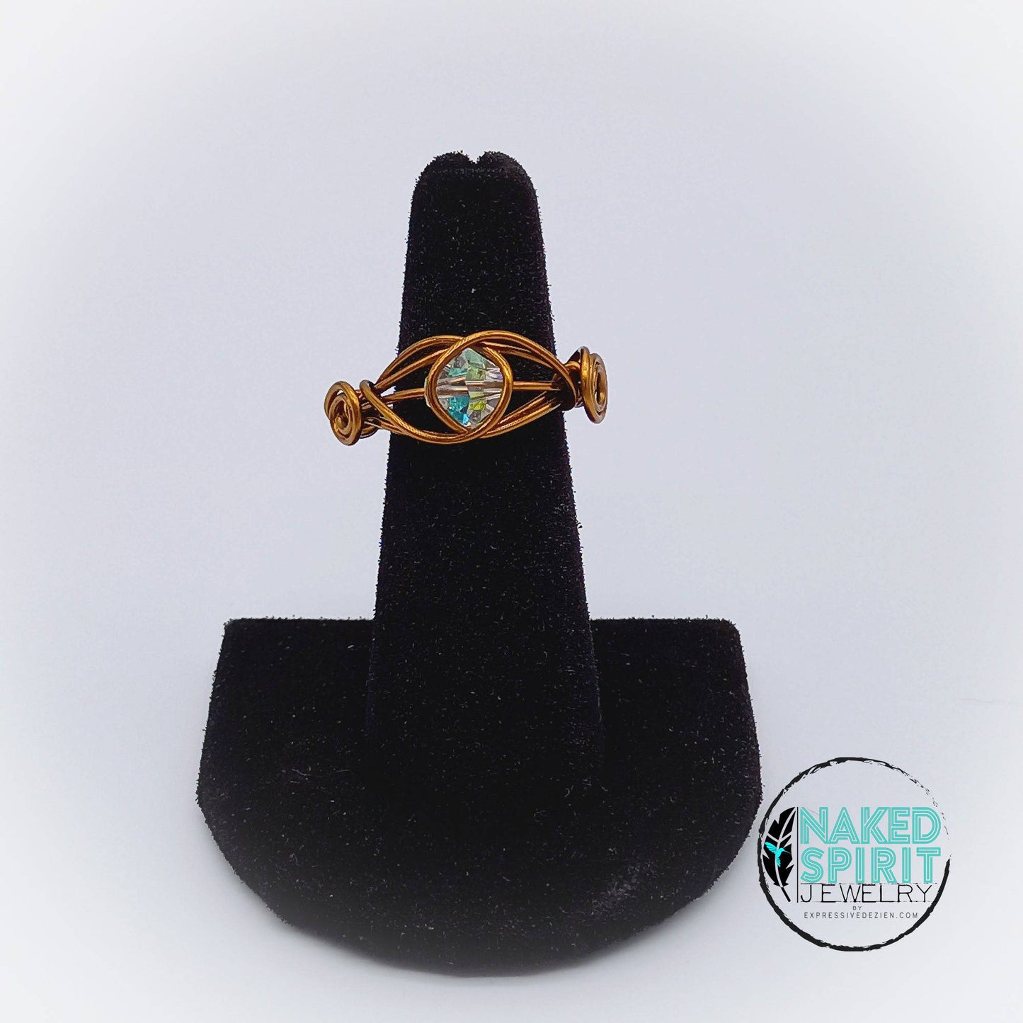 Copper Wrapped Faceted Stone Ring - Expressive DeZien 