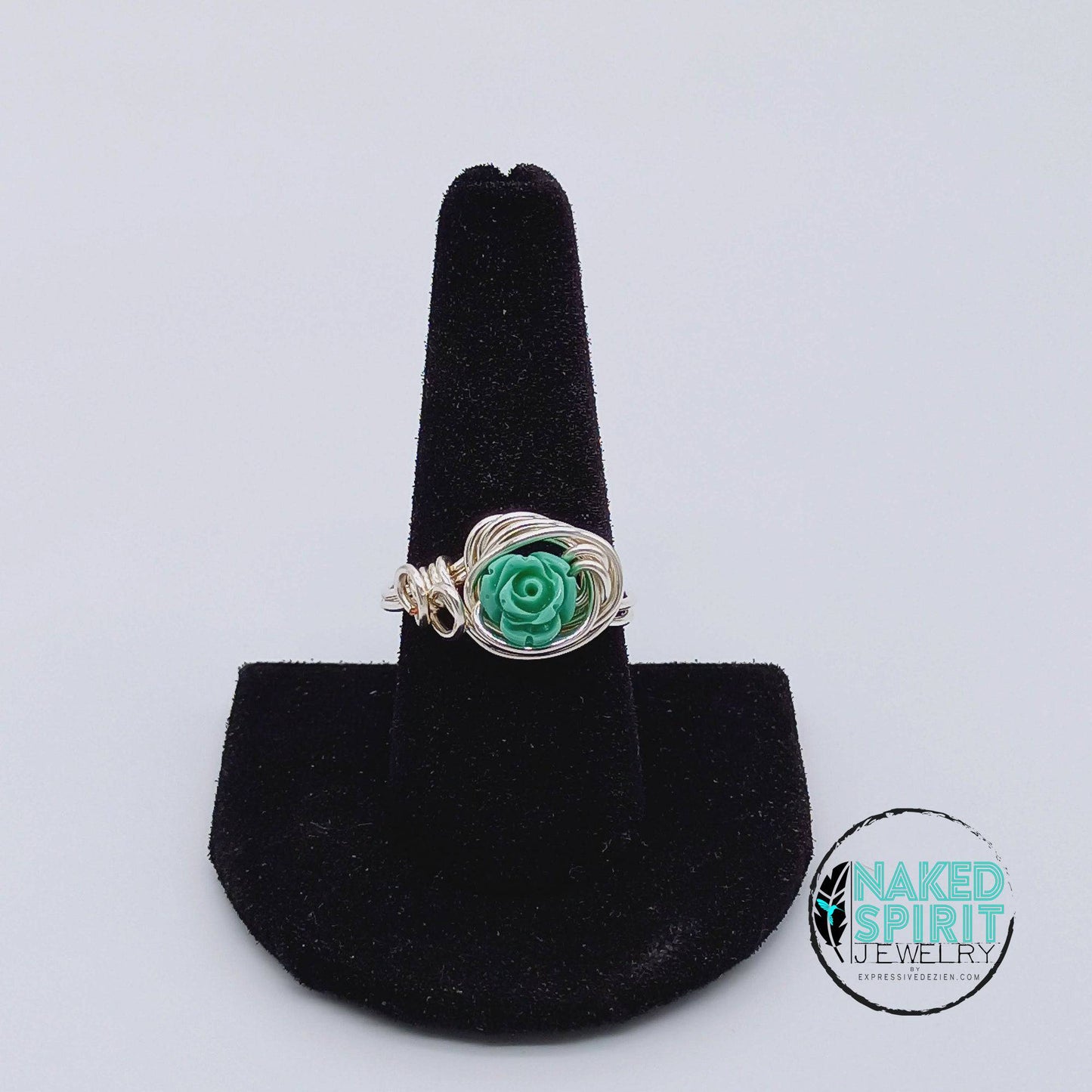 Silver Turquoise Rose Wrapped Ring - Expressive DeZien 