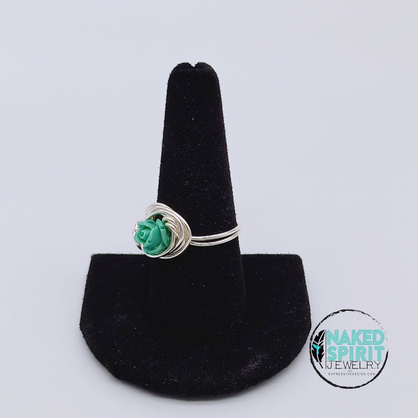 Silver Turquoise Rose Wrapped Ring - Expressive DeZien 