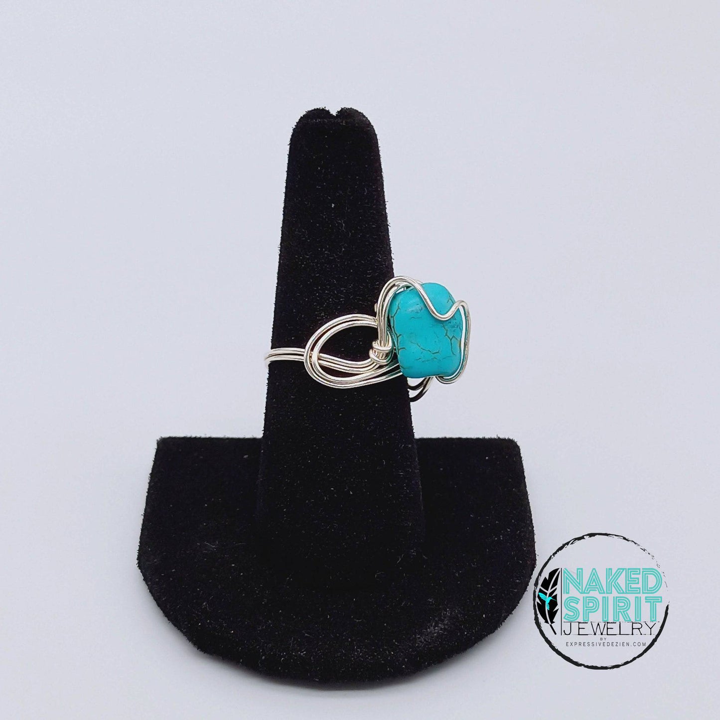 Silver Turquoise Swirl Wrapped Ring - Expressive DeZien 