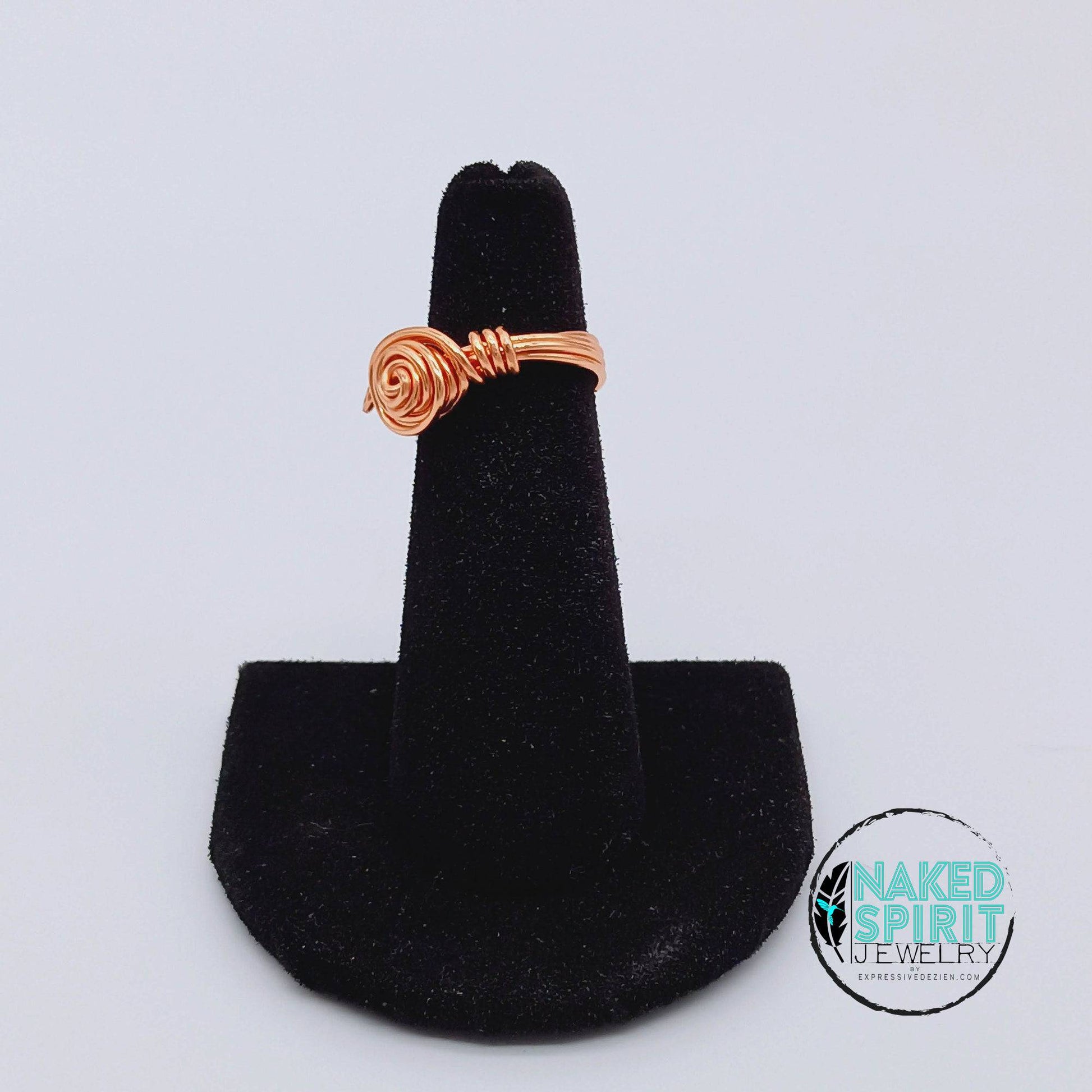 Copper Petite Rose with Swirls Wrapped Ring - Expressive DeZien 