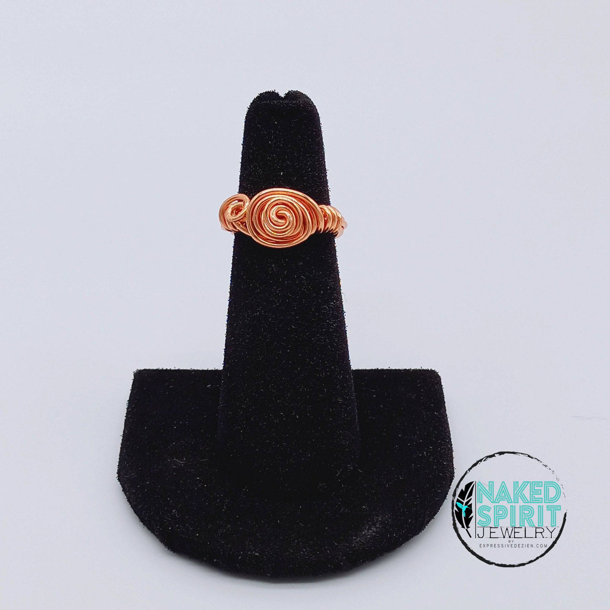 Copper Petite Rose with Swirls Wrapped Ring - Expressive DeZien 