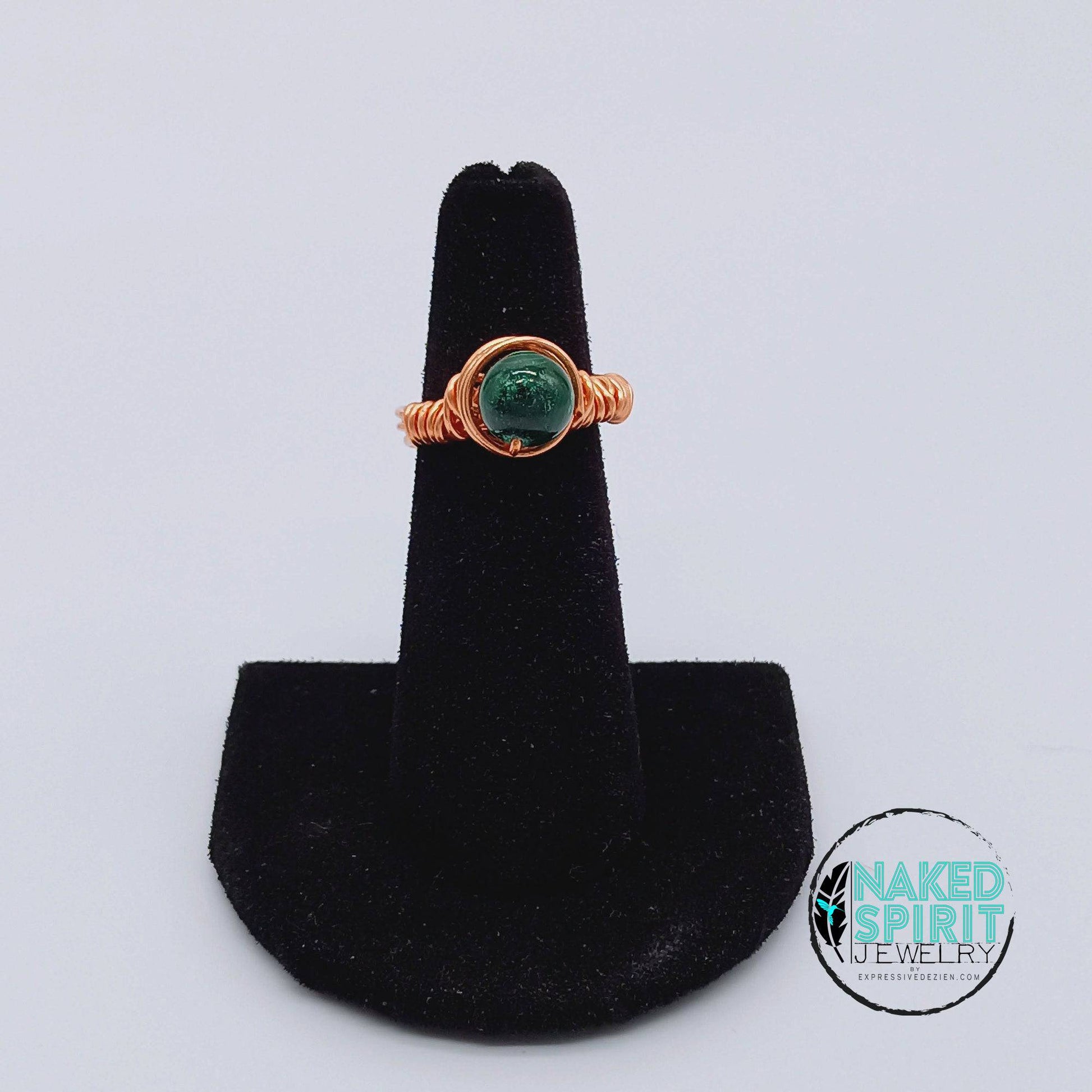 Copper Jade Wrapped Ring - Expressive DeZien 