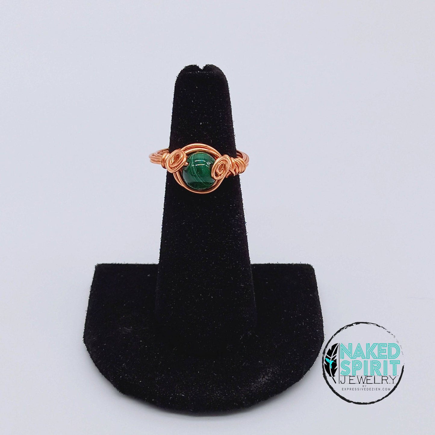 Copper Jade with Swirls Wrapped Ring - Expressive DeZien 