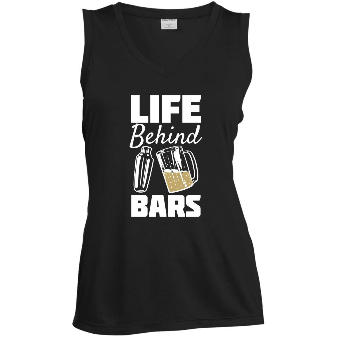 Life Behind Bars Ladies' Sleeveless V-Neck Performance Tee - Expressive DeZien 