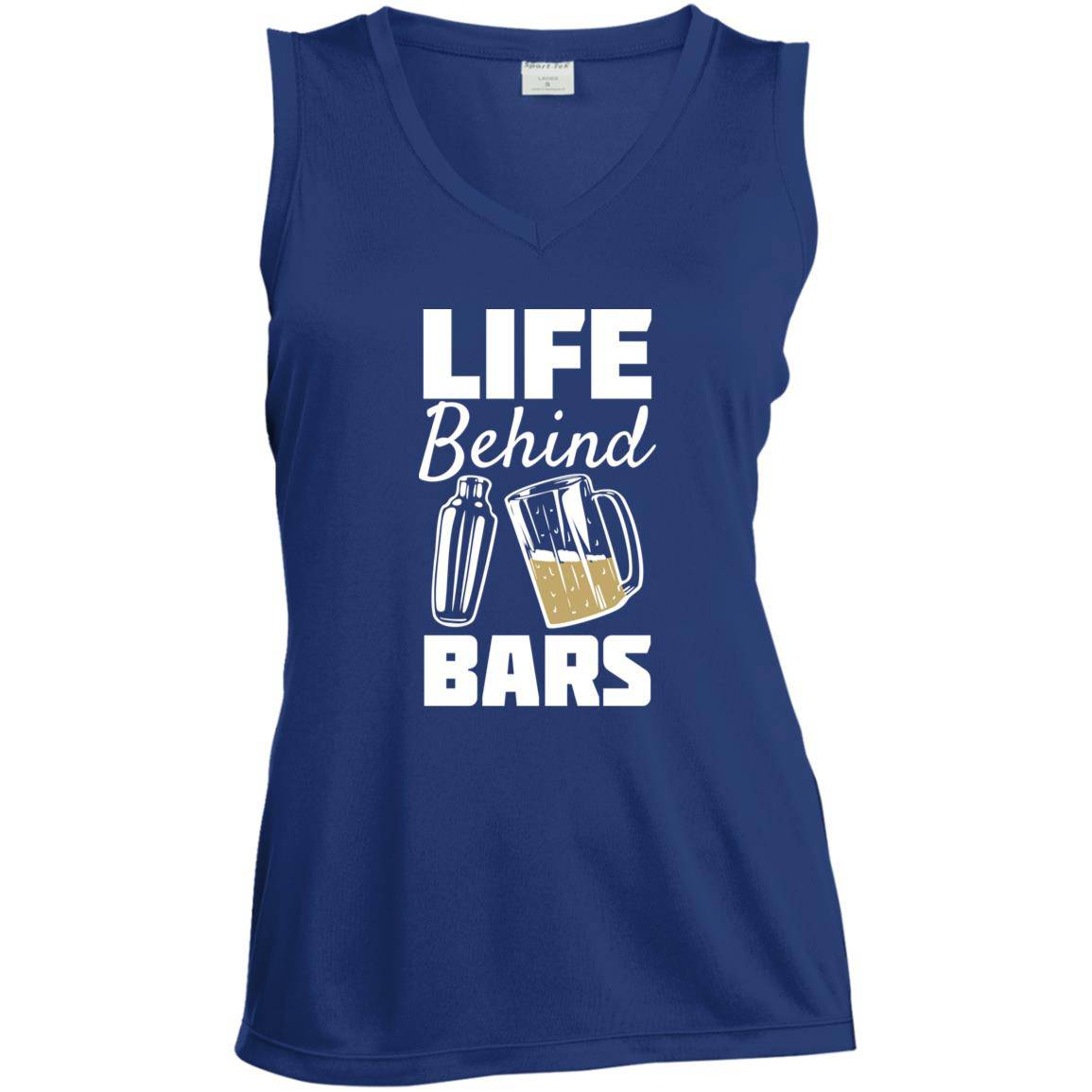 Life Behind Bars Ladies' Sleeveless V-Neck Performance Tee - Expressive DeZien 