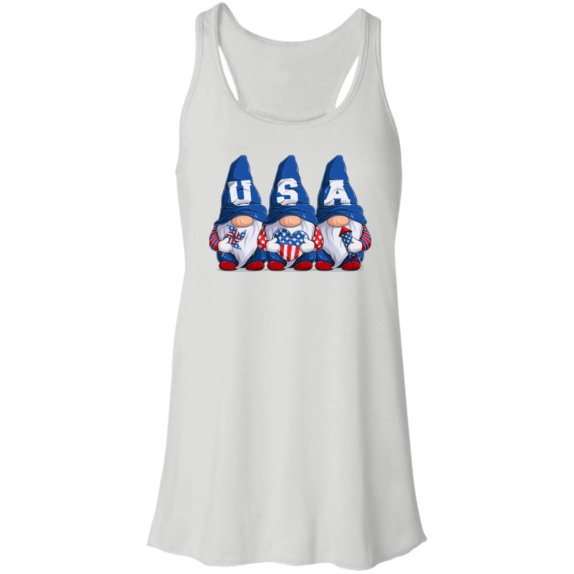 July 4th USA Gnome Flowy Racerback Tank - Expressive DeZien 