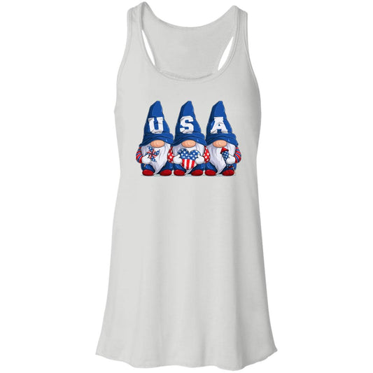 July 4th USA Gnome Flowy Racerback Tank - Expressive DeZien 