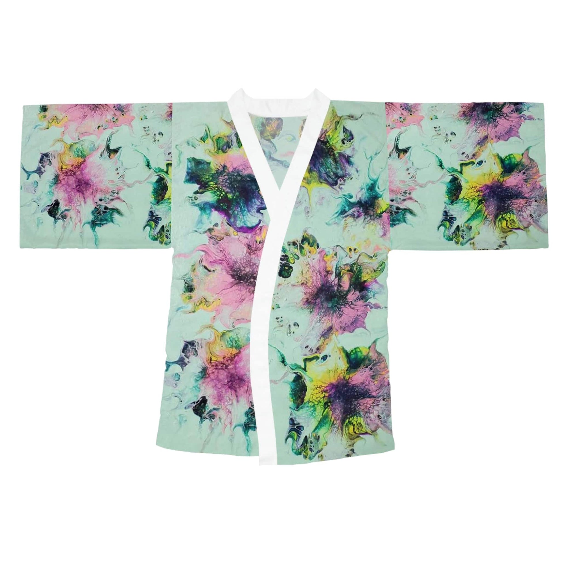 Long Sleeve Kimono Robe Watercolor Delight Original Artwork by apb_funkylittlethings - Expressive DeZien 
