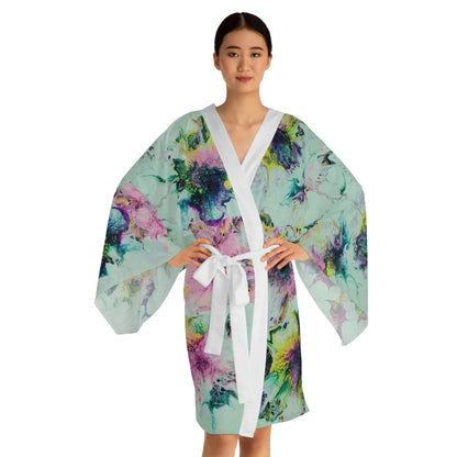 Long Sleeve Kimono Robe Watercolor Delight Original Artwork by apb_funkylittlethings - Expressive DeZien 