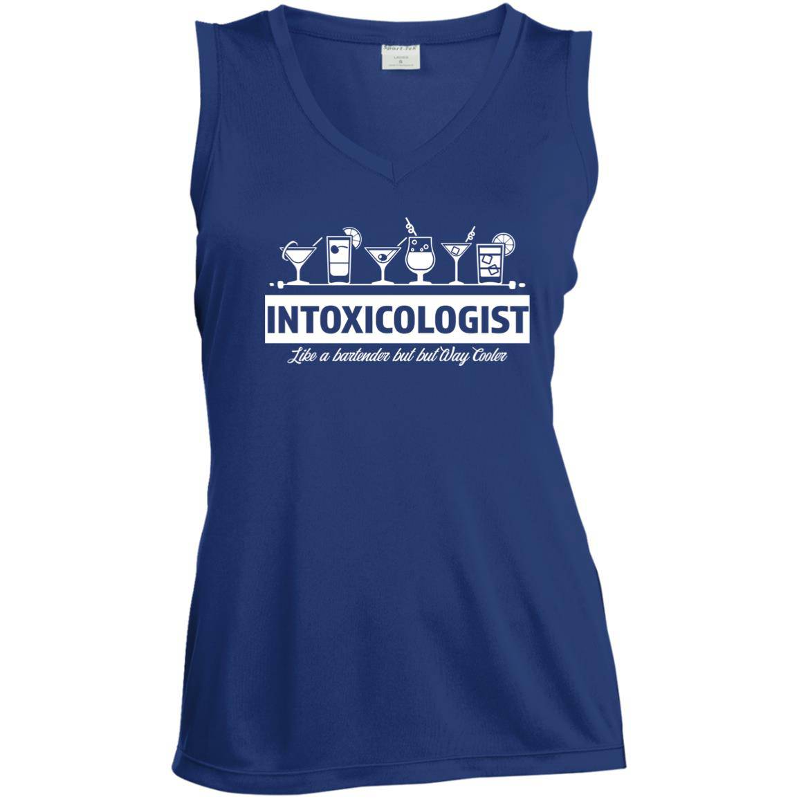 Intoxicologist Bartender Ladies' Sleeveless V-Neck Performance Tee - Expressive DeZien 