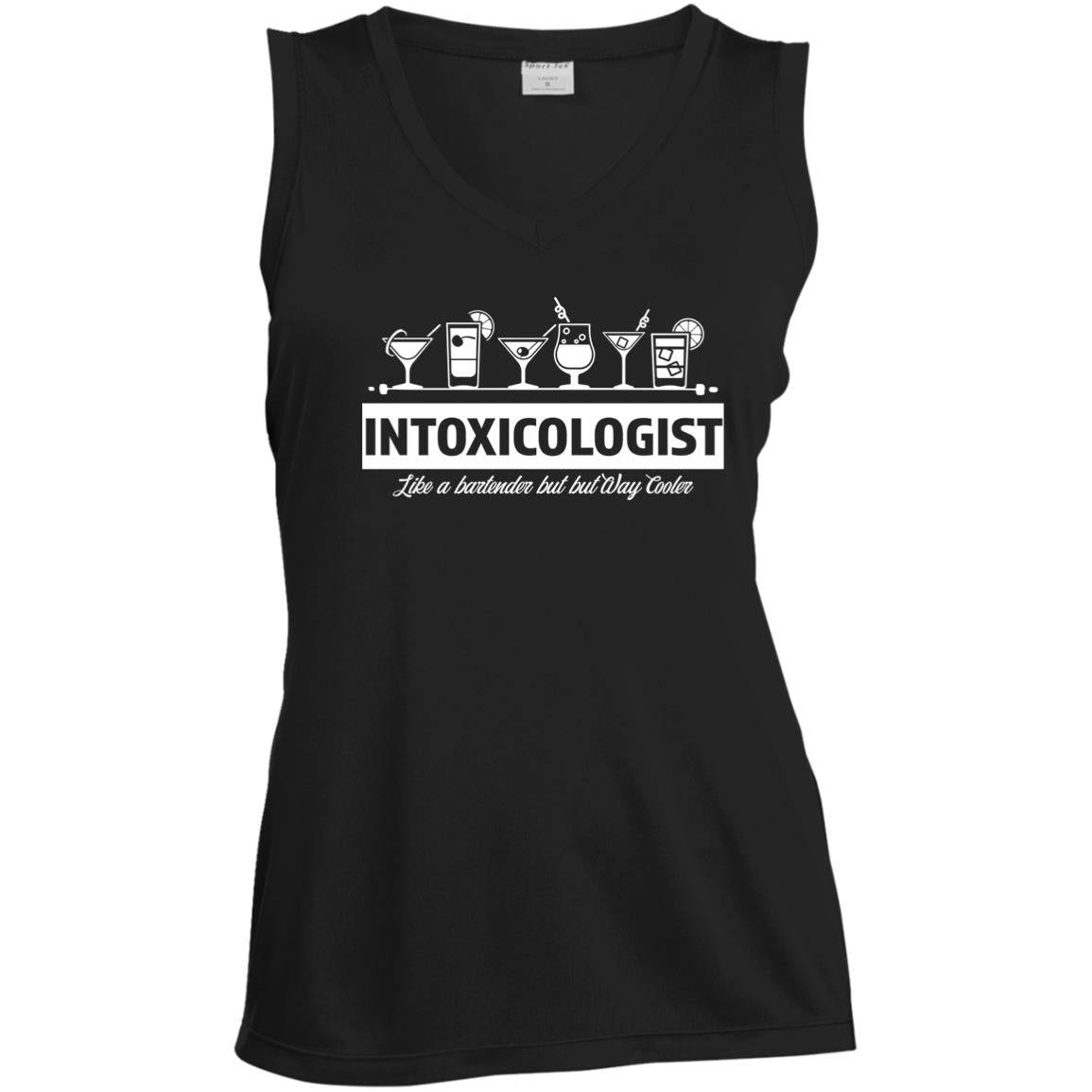 Intoxicologist Bartender Ladies' Sleeveless V-Neck Performance Tee - Expressive DeZien 