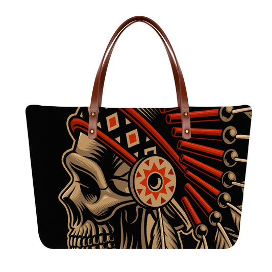 Native Chief Print Tote Bag Purse - Expressive DeZien 