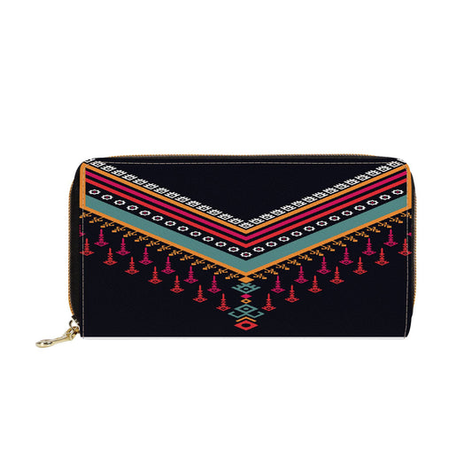 Native Fringe Print Zipper Purse Clutch Billfold - Expressive DeZien 