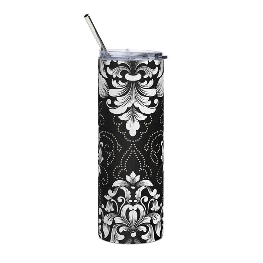 Black Floral Stainless steel tumbler - Expressive DeZien 