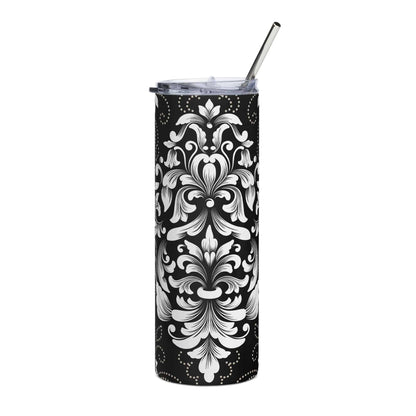 Black Floral Stainless steel tumbler - Expressive DeZien 