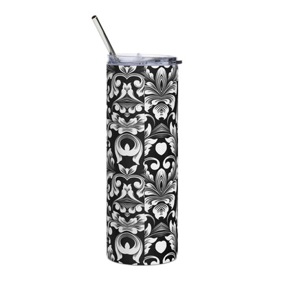 Black and White Paisley Stainless steel tumbler - Expressive DeZien 