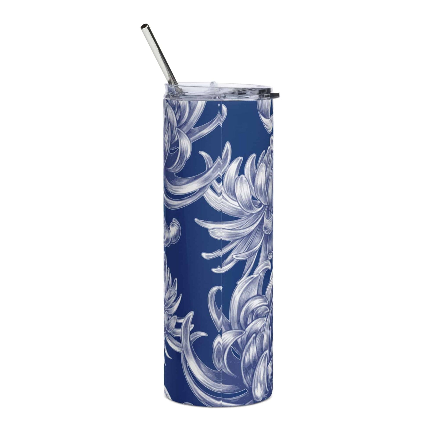 Floral blue Stainless steel tumbler - Expressive DeZien 