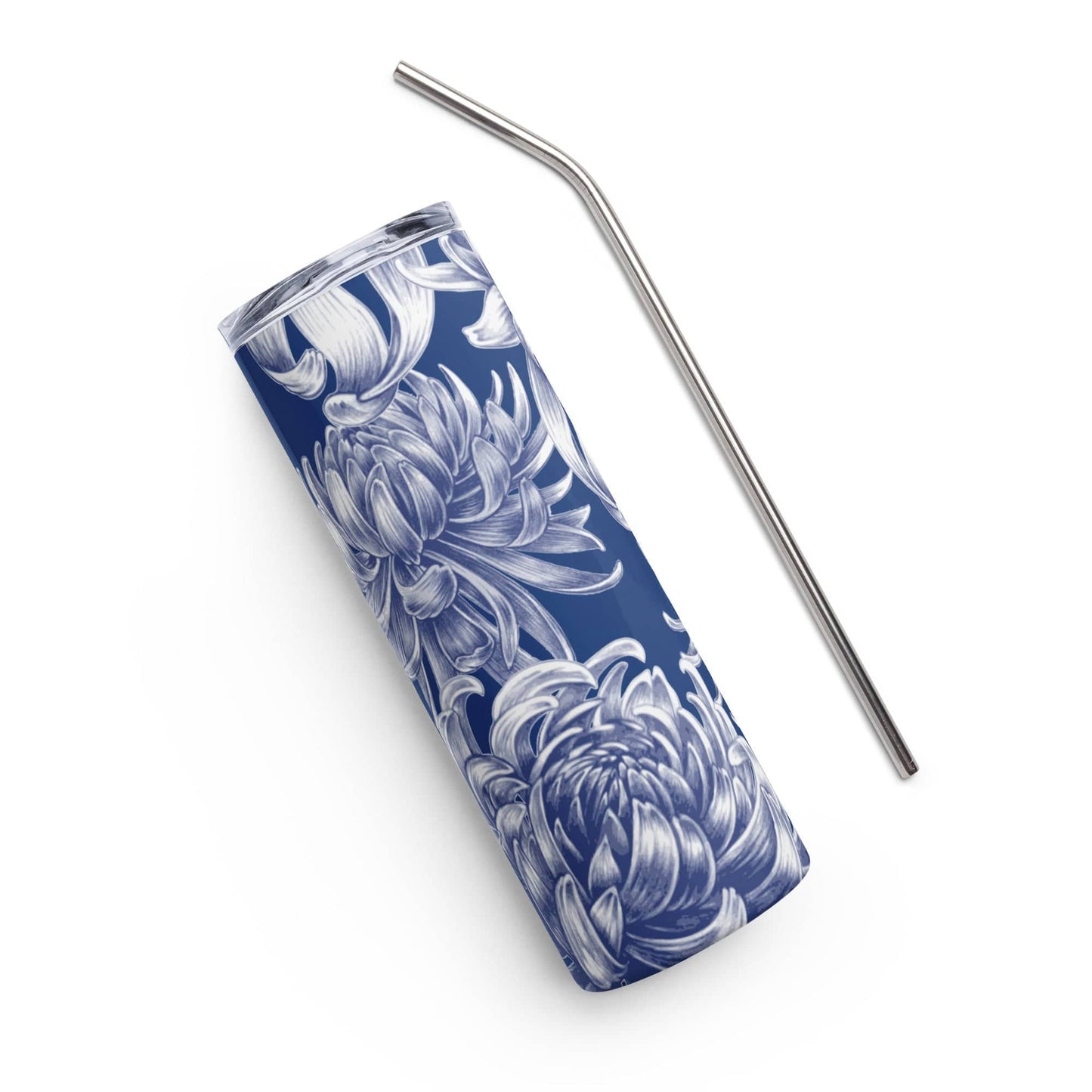 Floral blue Stainless steel tumbler - Expressive DeZien 