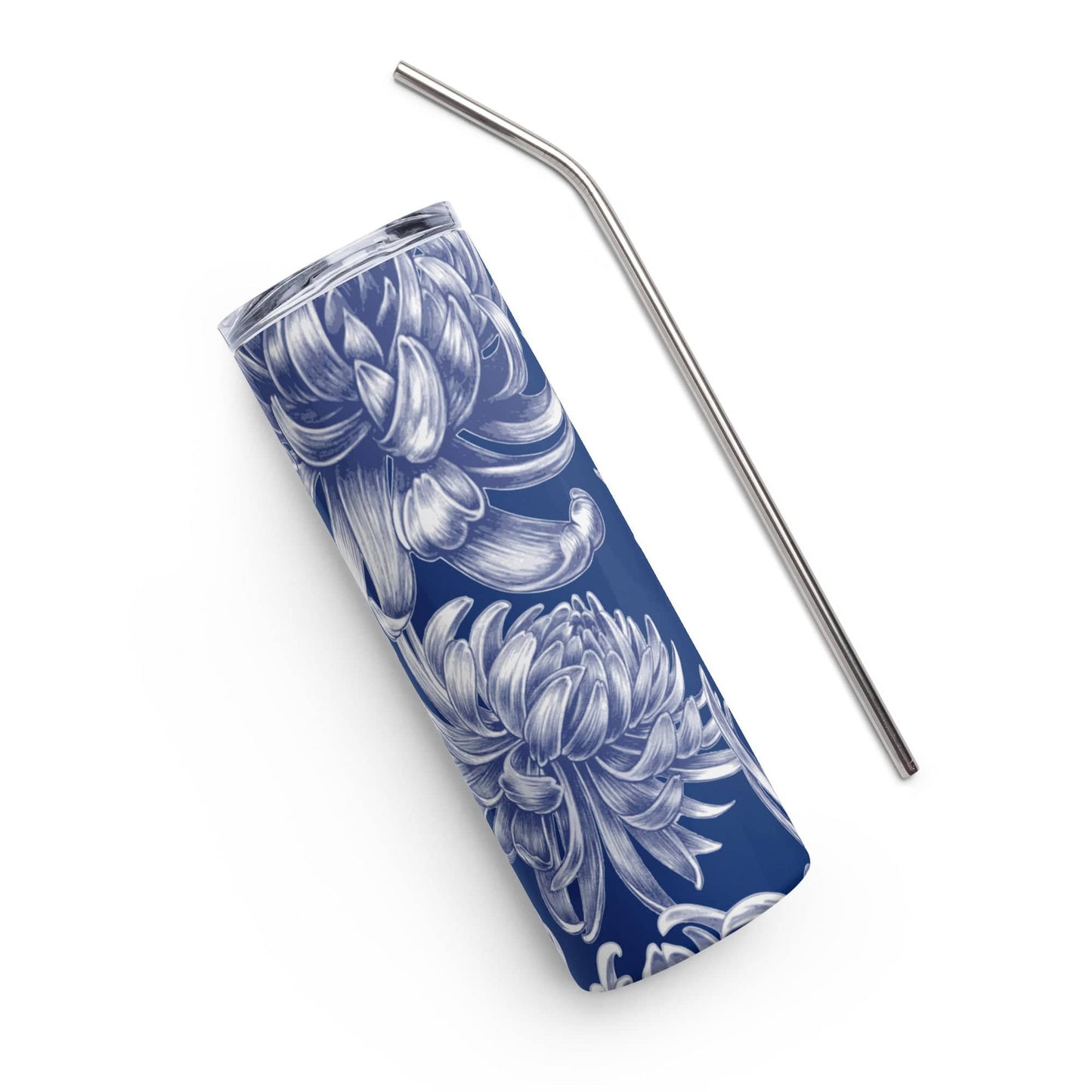 Floral blue Stainless steel tumbler - Expressive DeZien 