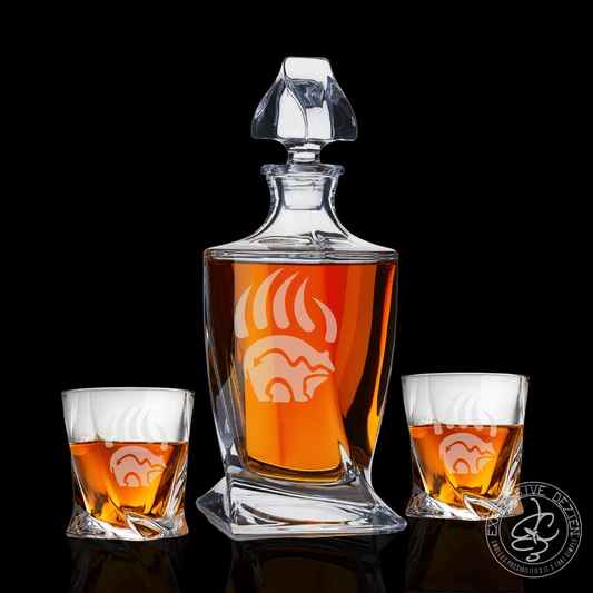 Etched Bear Claw Whiskey Decanter and Glass Set - Expressive DeZien 