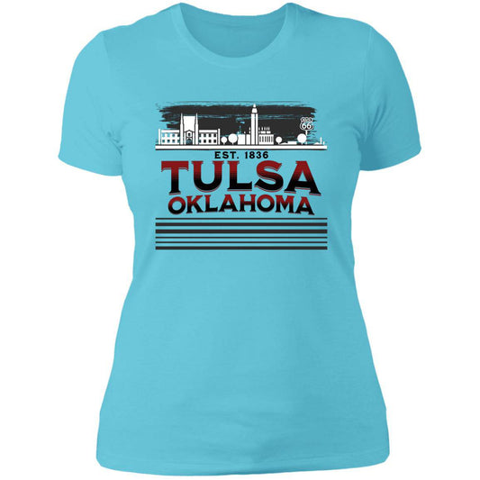 Tulsa Oklahoma Skyline Est 1836 Ladies' Boyfriend T-Shirt - Expressive DeZien 