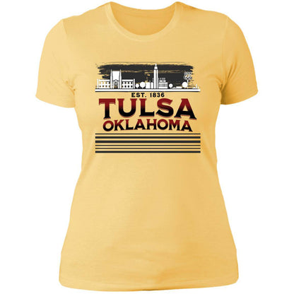Tulsa Oklahoma Skyline Est 1836 Ladies' Boyfriend T-Shirt - Expressive DeZien 