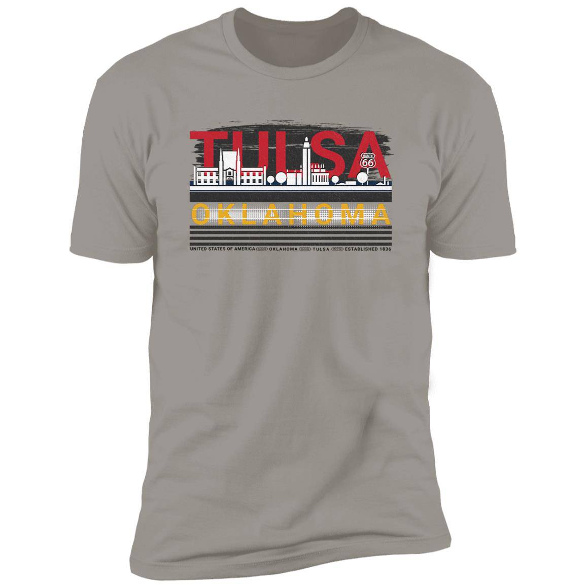 Tulsa, Oklahoma: Premium Short Sleeve T-Shirt Featuring City Colors - Expressive DeZien 
