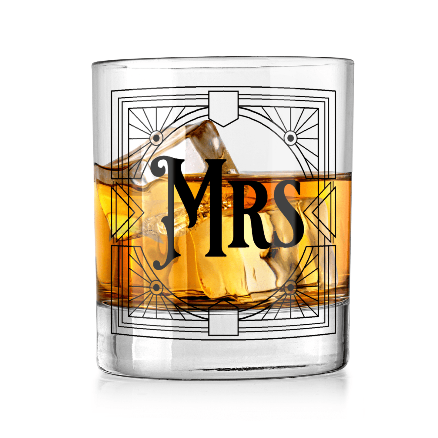 Personalized Whiskey Tumbler for the Bride Mrs. Printed Glass - Expressive DeZien 