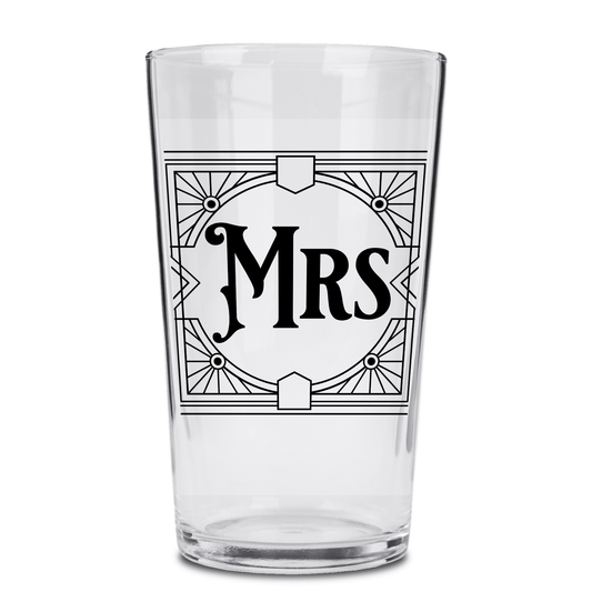 Mrs Personalized 16oz Classic Pint Glass Collection for Wedding Party Favors and Gifts - Expressive DeZien 