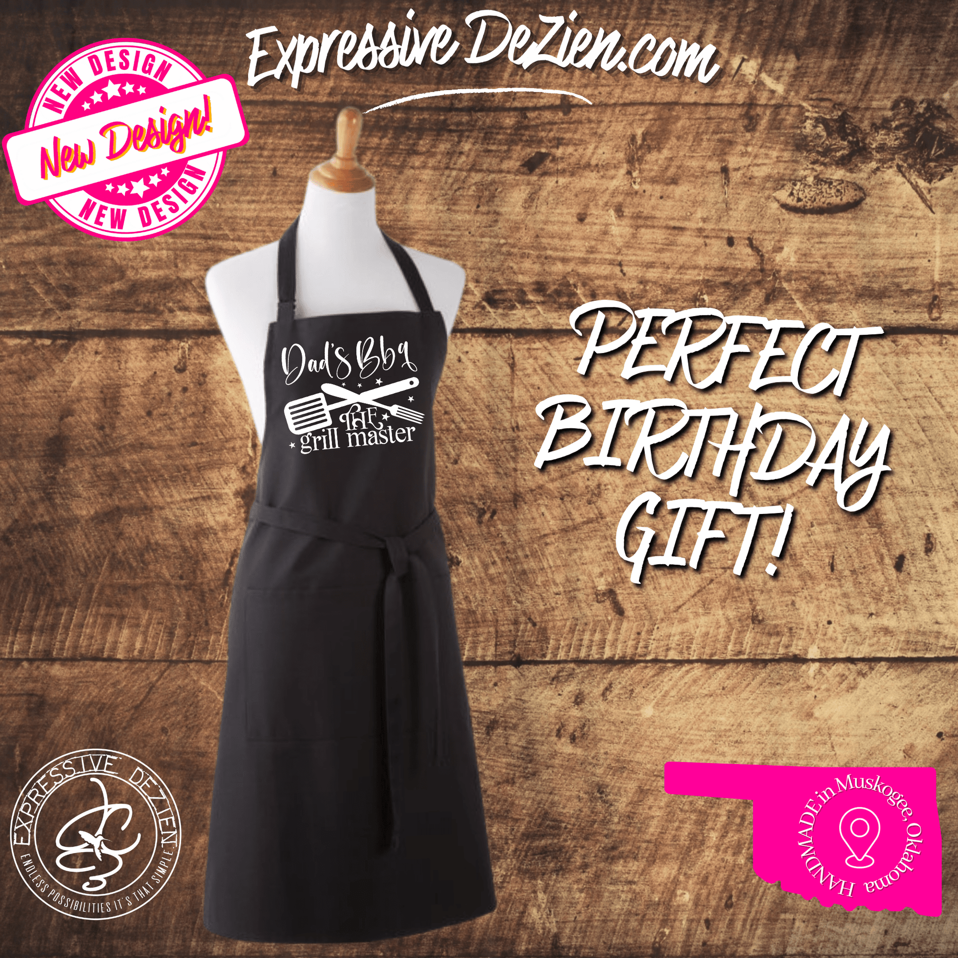 Grill like a Pro with Our 'Dads BBQ the Grill Master' Apron! - Expressive DeZien 