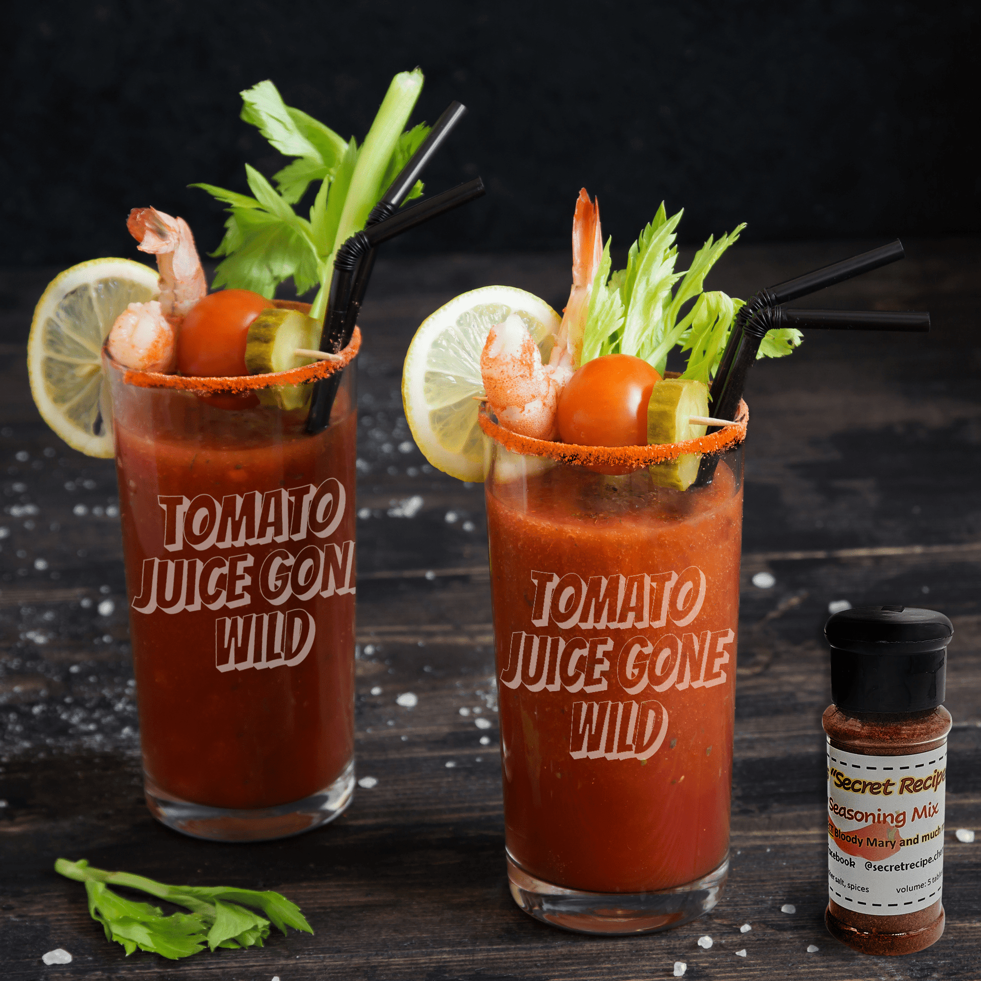 Etched Engraved 16oz Pint Glass with "Tomato Juice Gone Wild" Bloody Mary Glass - Expressive DeZien 