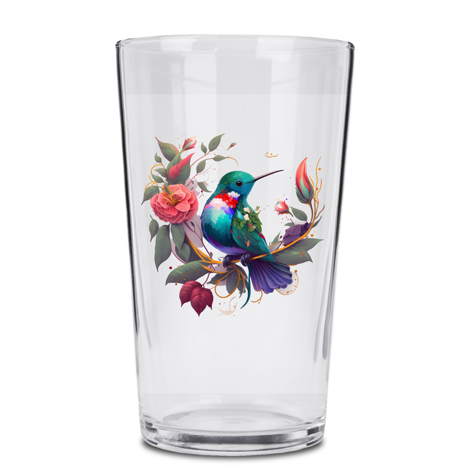 Colorful Hummingbird Pint Glass - Expressive DeZien 