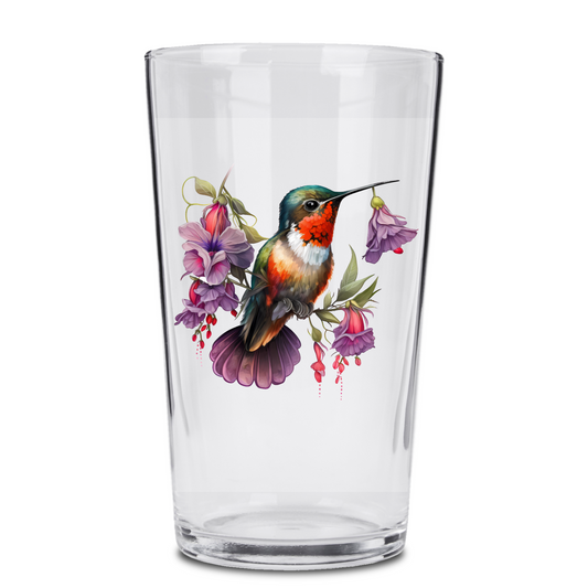 Stunning Watercolor Hummingbird Pint Glass - Expressive DeZien 